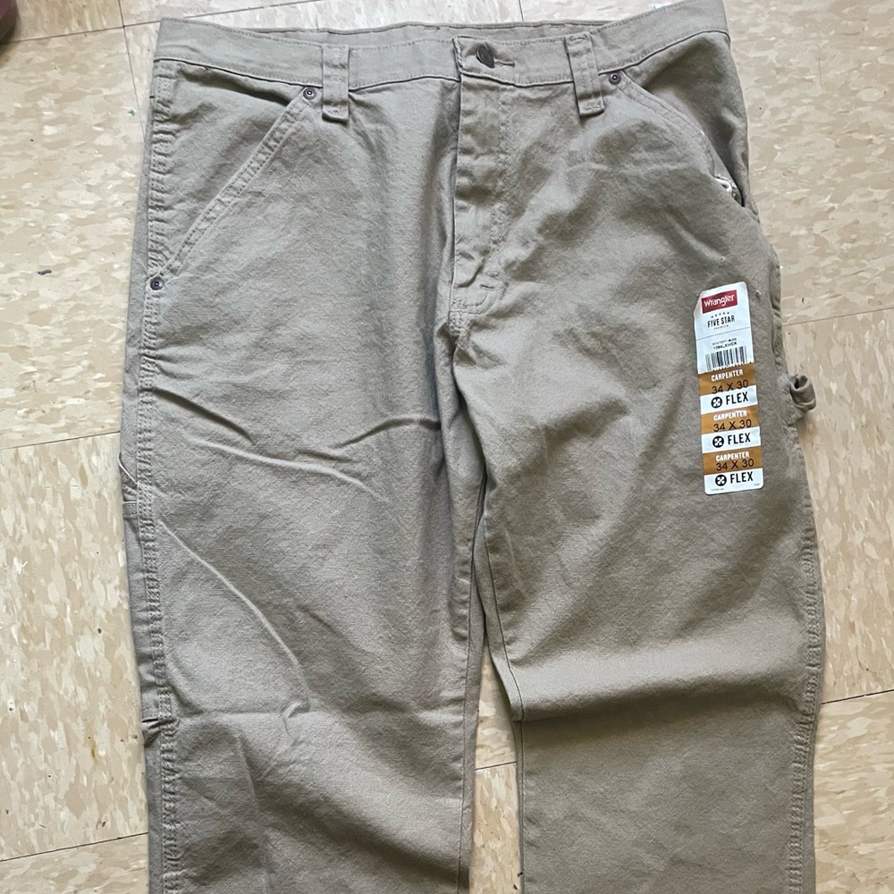 Men’s Wrangler Carpenter Jeans Beige Tan 34x30